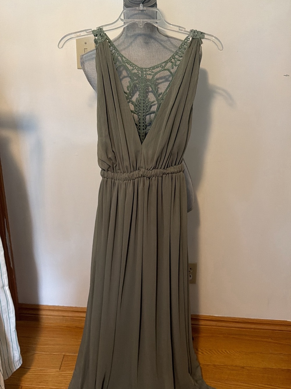 Sabo Skirt Olive Maxi Dress with Crochet Back